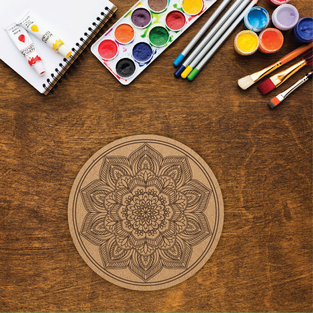 DIY Pre-marked Mandala Design on MDF 3mm Thick for Painting, Art & Craft M7