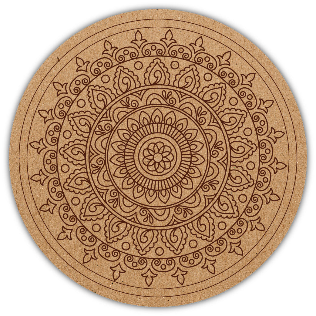 DIY Pre-marked Mandala Design on MDF 3mm Thick for Painting, Art & Craft M1