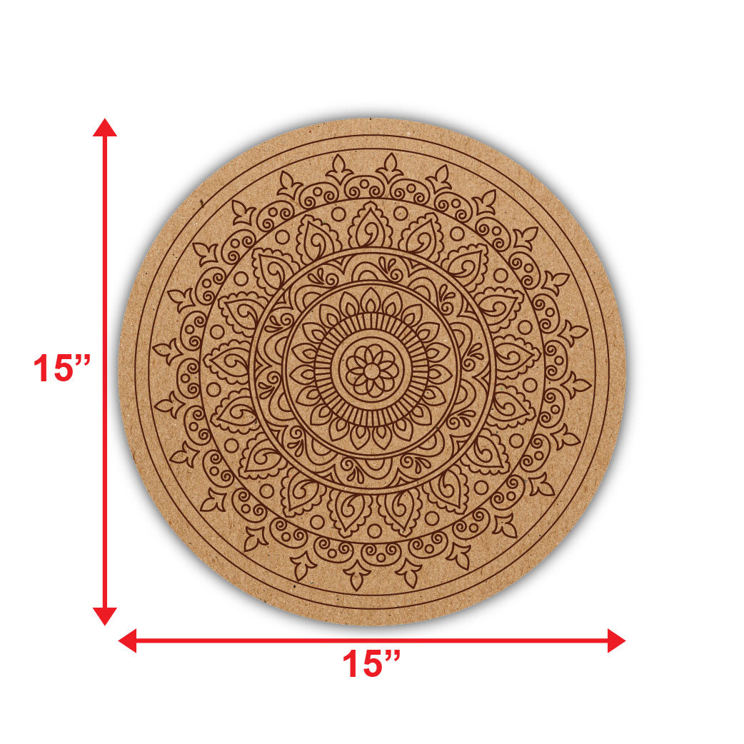 DIY Pre-marked Mandala Design on MDF 3mm Thick for Painting, Art & Craft M1