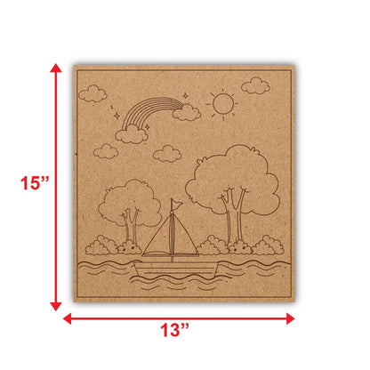DIY Pre-marked River View Scenary Design on MDF 3mm Thick for Painting, Art & Craft