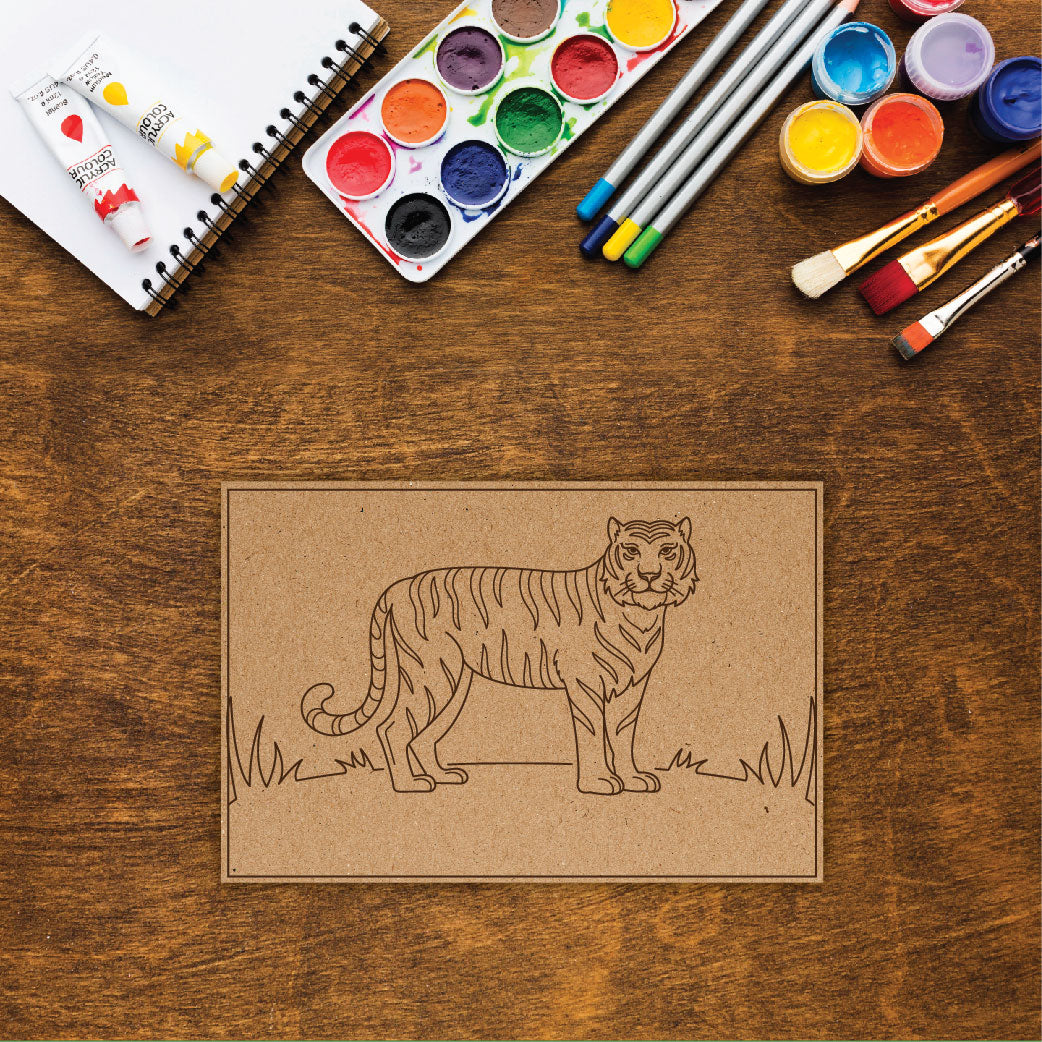 DIY Pre-marked Tiger Cut Design on MDF 3mm Thick for Painting, Art & Craft