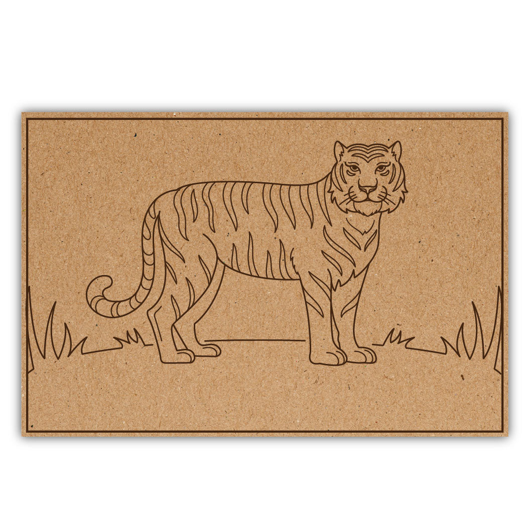 DIY Pre-marked Tiger Cut Design on MDF 3mm Thick for Painting, Art & Craft