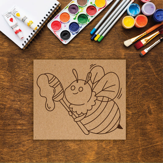 DIY Pre-marked Honey Bee Design on MDF 3mm Thick for Painting, Art & Craft For Kids