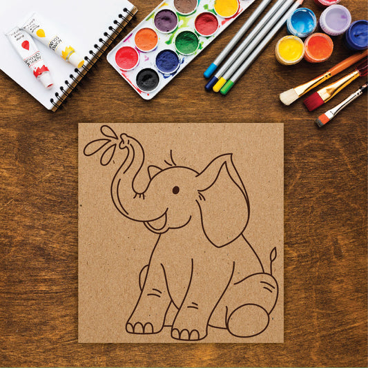 DIY Pre-marked Elephant Design on MDF 3mm Thick for Painting, Art & Craft For Kids