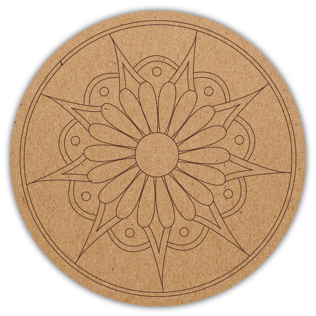 DIY Pre-marked Mandala Design on MDF 3mm Thick for Painting, Art & Craft M2