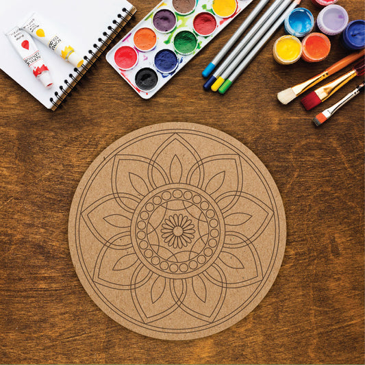 DIY Pre-marked Mandala Design on MDF 3mm Thick for Painting, Art & Craft M3