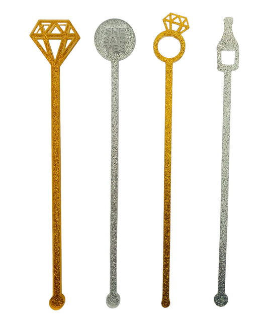 Engaged Theme Stirrers Set of 4