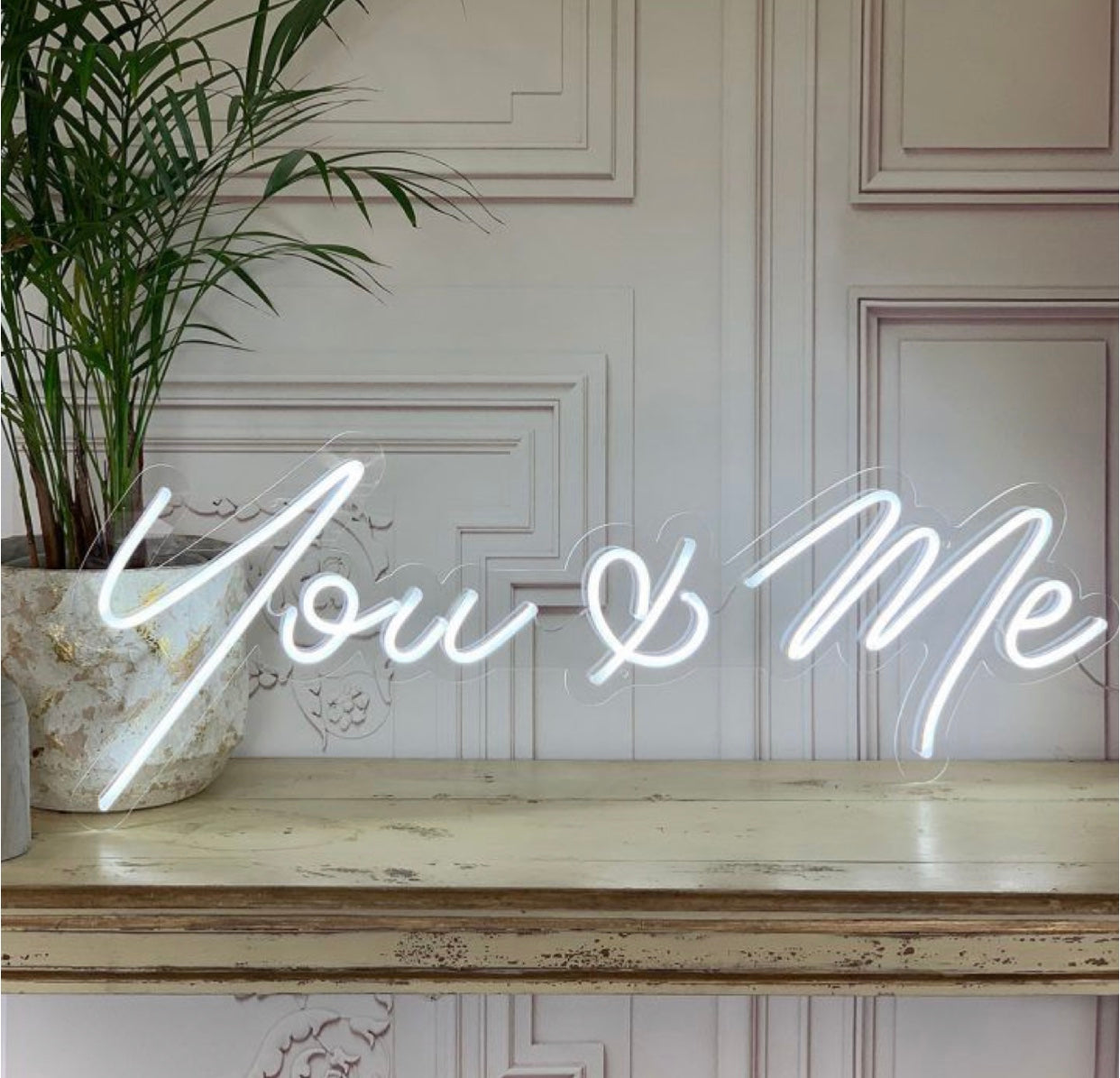 You & Me Neon Sign White with Adapter