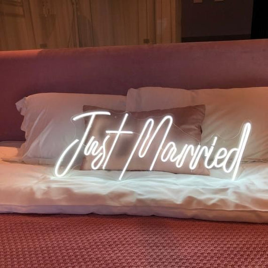 Just Married Neon Sign White with Adapter