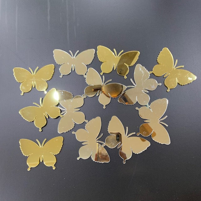 Butterfly Shape Gold And Silver Acrylic Cutouts Set Of 20