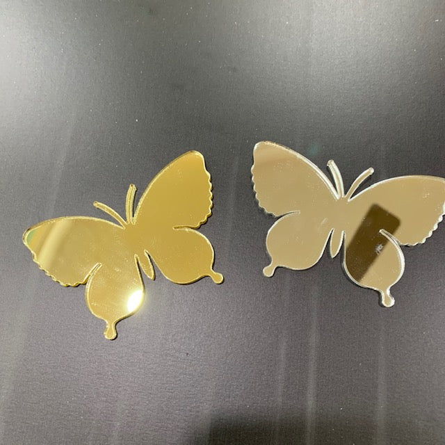 Butterfly Shape Gold And Silver Acrylic Cutouts Set Of 20