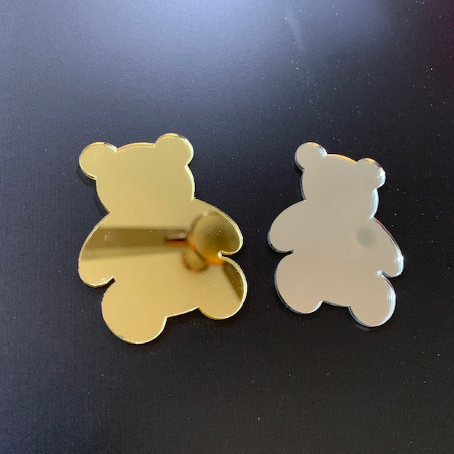 Teddy Shape Gold And Silver Acrylic Cutouts Set Of 20