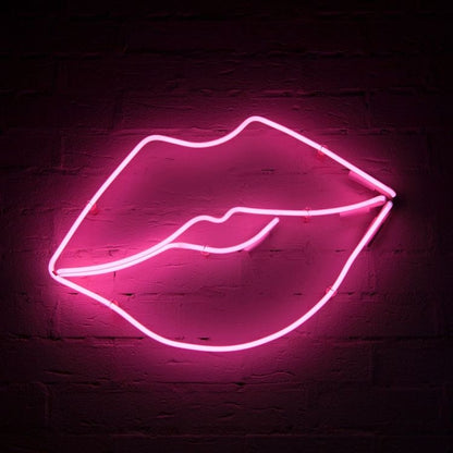 Lips Neon Sign Pink with Adapter