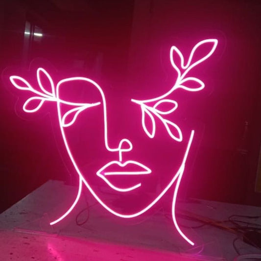 Abstract Face Neon Sign Pink Colour With Adapter