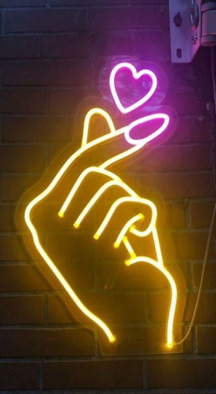 Hand with Heart Neon Sign