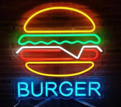 Burger Neon Light With Adapter