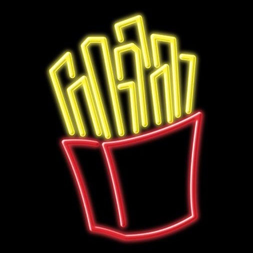 French Fries Neon Light Yellow & Red with Adapter