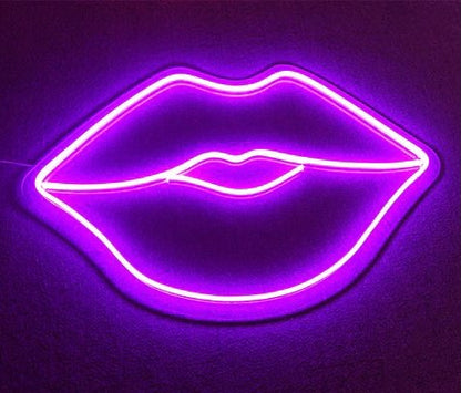 Lips Neon Sign Purple with Adapter
