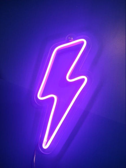 Thunder Neon Sign Purple With Adapter