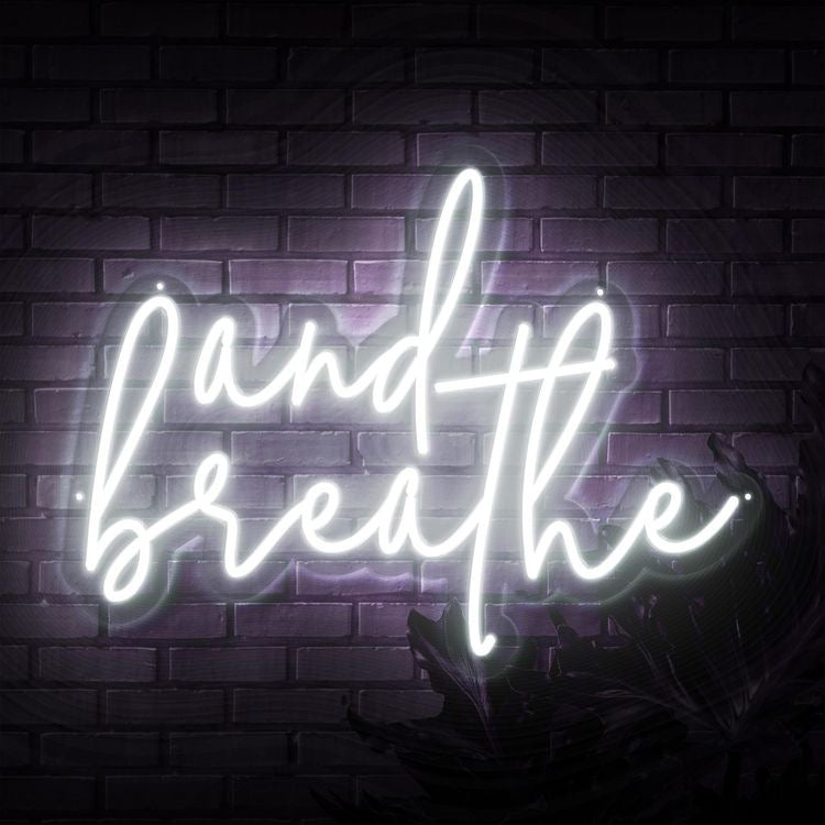 Breathe Neon Sign White with Adapter