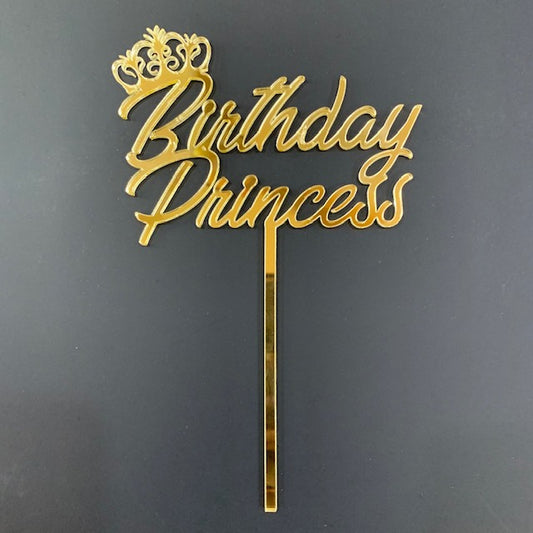 Birthday Princess Cake Topper Gold