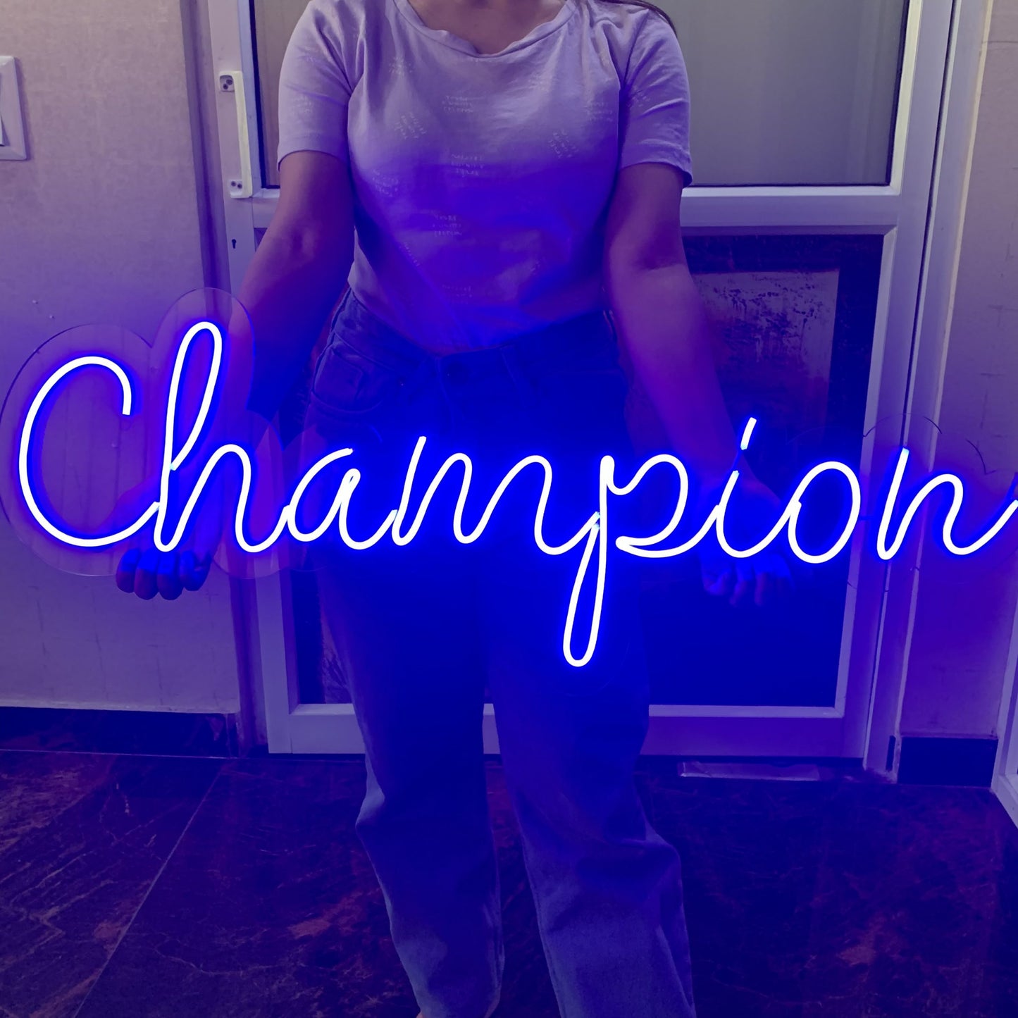 Champion Neon Sign with Adapter