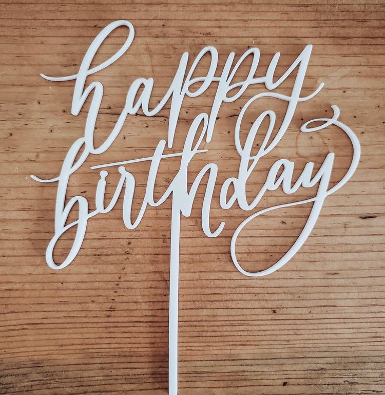 जन्मदिन मुबारक हो केक टॉपर सफेद