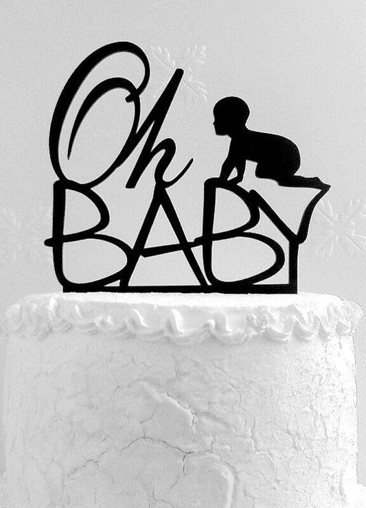 Oh Baby Cake Topper Black