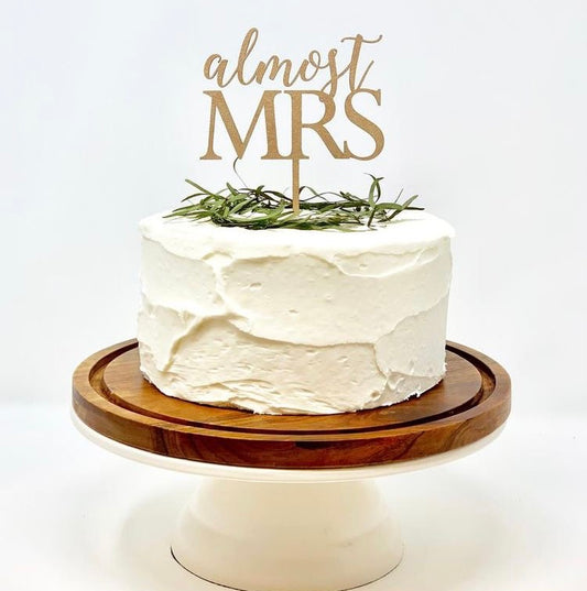 Almost MRS Cake Topper Glitter Gold