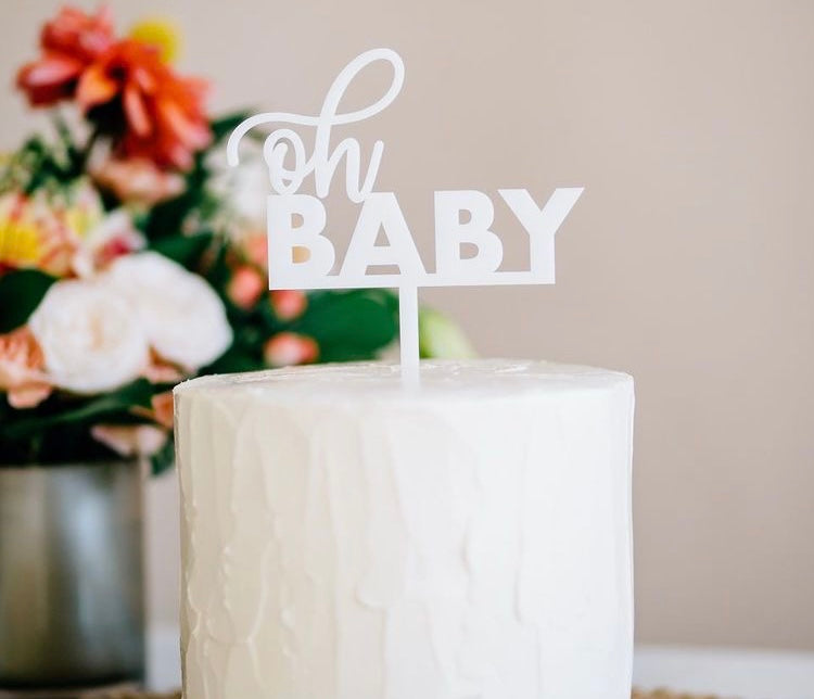 Oh Baby Cake Topper White