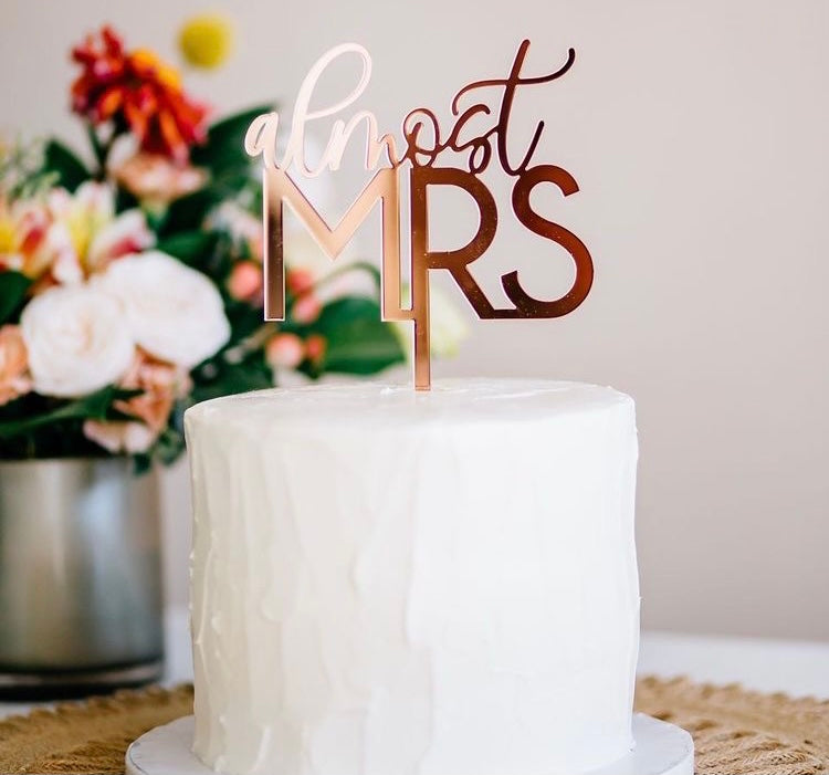 Almost MRS Cake Topper Rose Gold