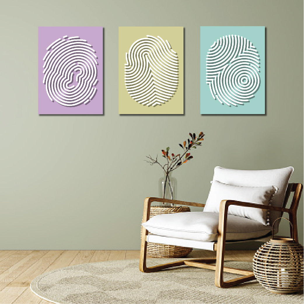 Finger Print Abstract Home Decor Art Piece Set Of 3