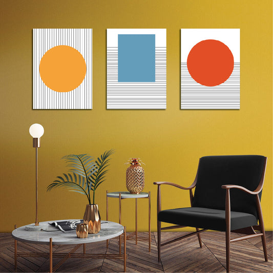 Geometric Abstract Design Home Decor Art Piece Set Of 3