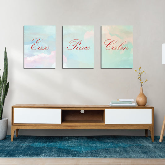 Ease Peace Calm Home Decor Art In Pastel Colour Set Of 3