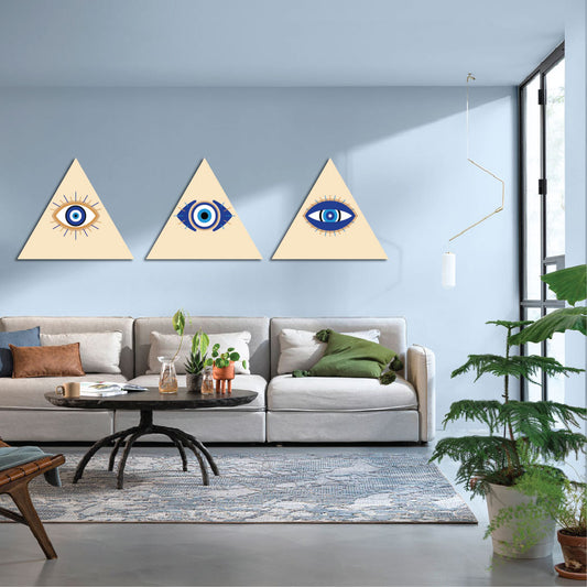 Triangle Shaped Evil Eye Home Decor Art Piece Set Of 3
