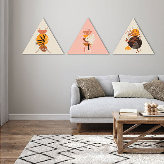 Abstract Modern Art Triangle Shaped Wall Decor Piece Set Of 3