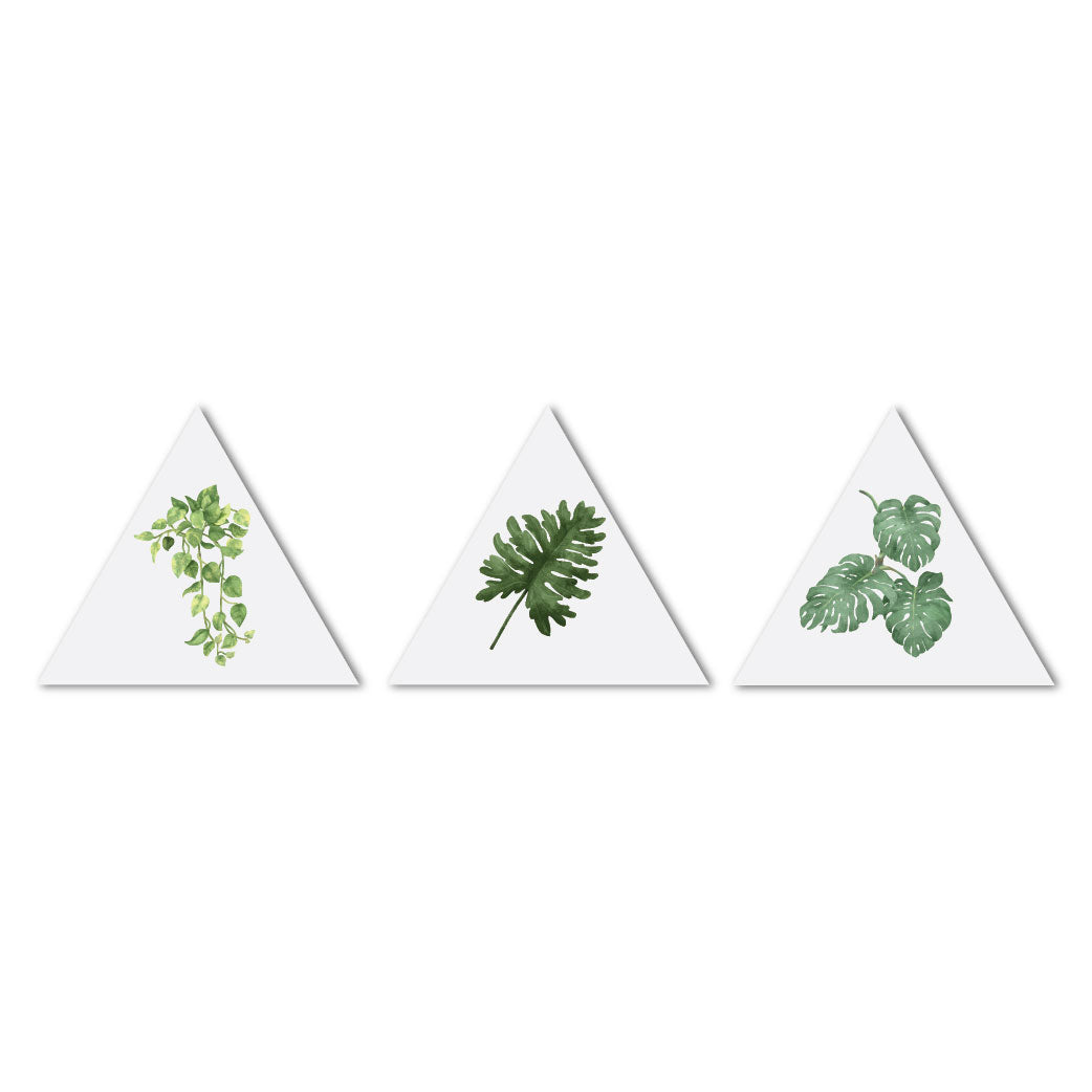 Classic Leaf Abstract Triangle Shaped Art Piece Set Of 3