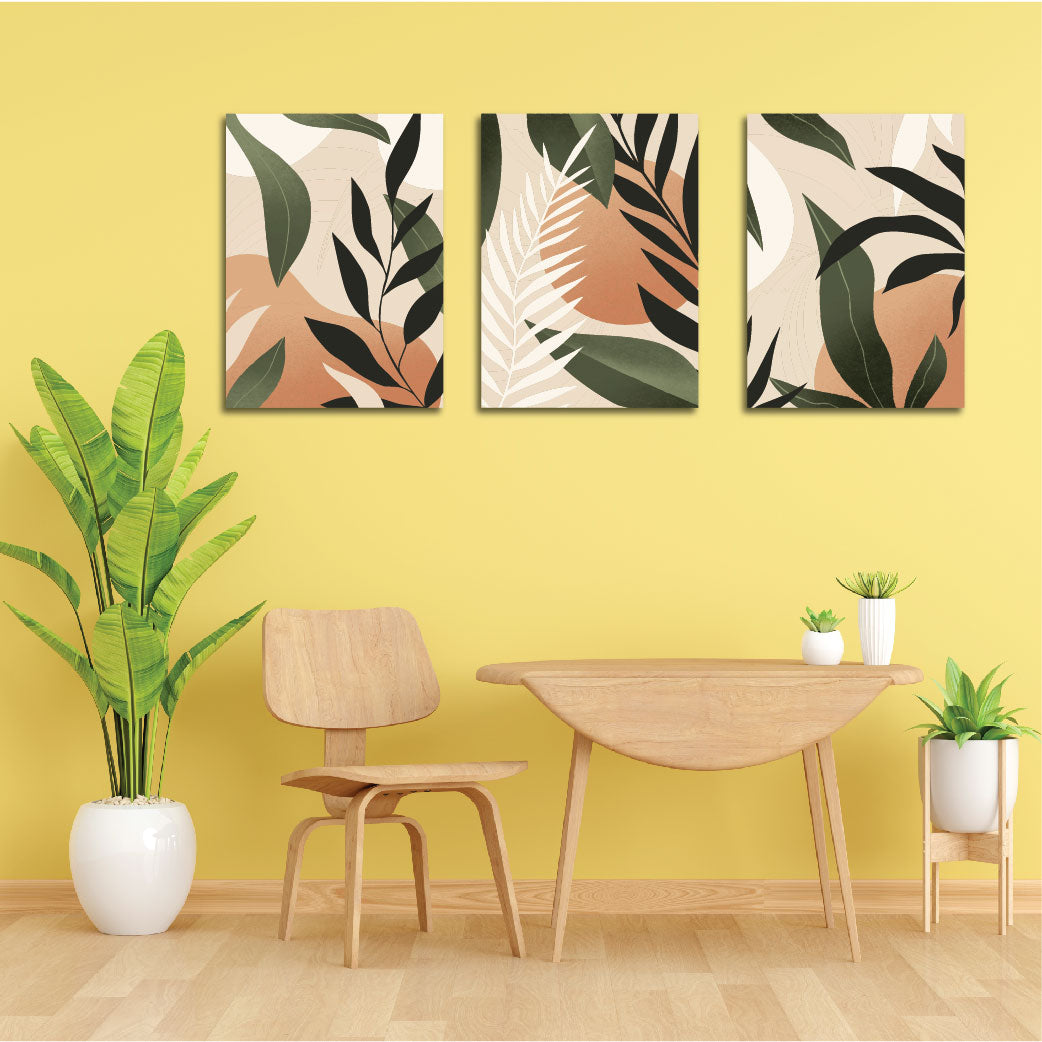  vibrant leaf abstract canvas printed painting 
