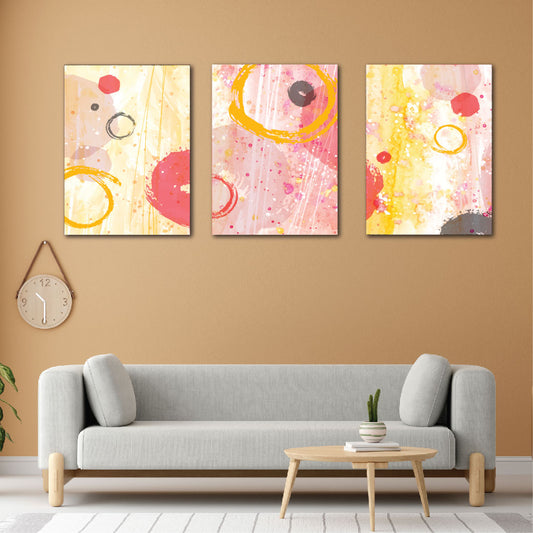 Colour Pop Free Hand Brush Canvas Printed Painting Set Of 3