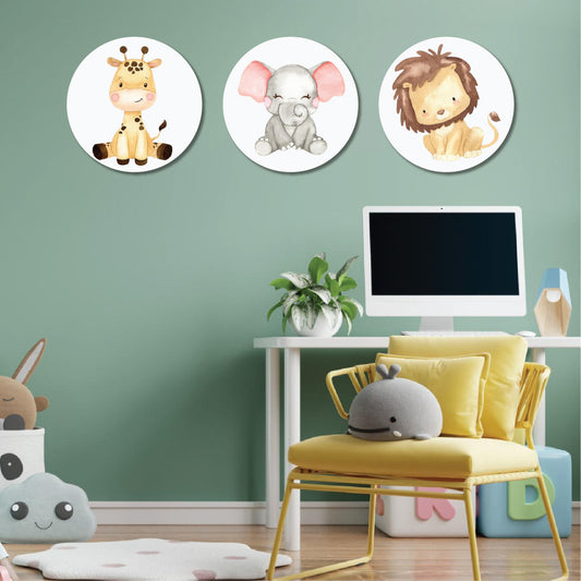 Animal print round wall art