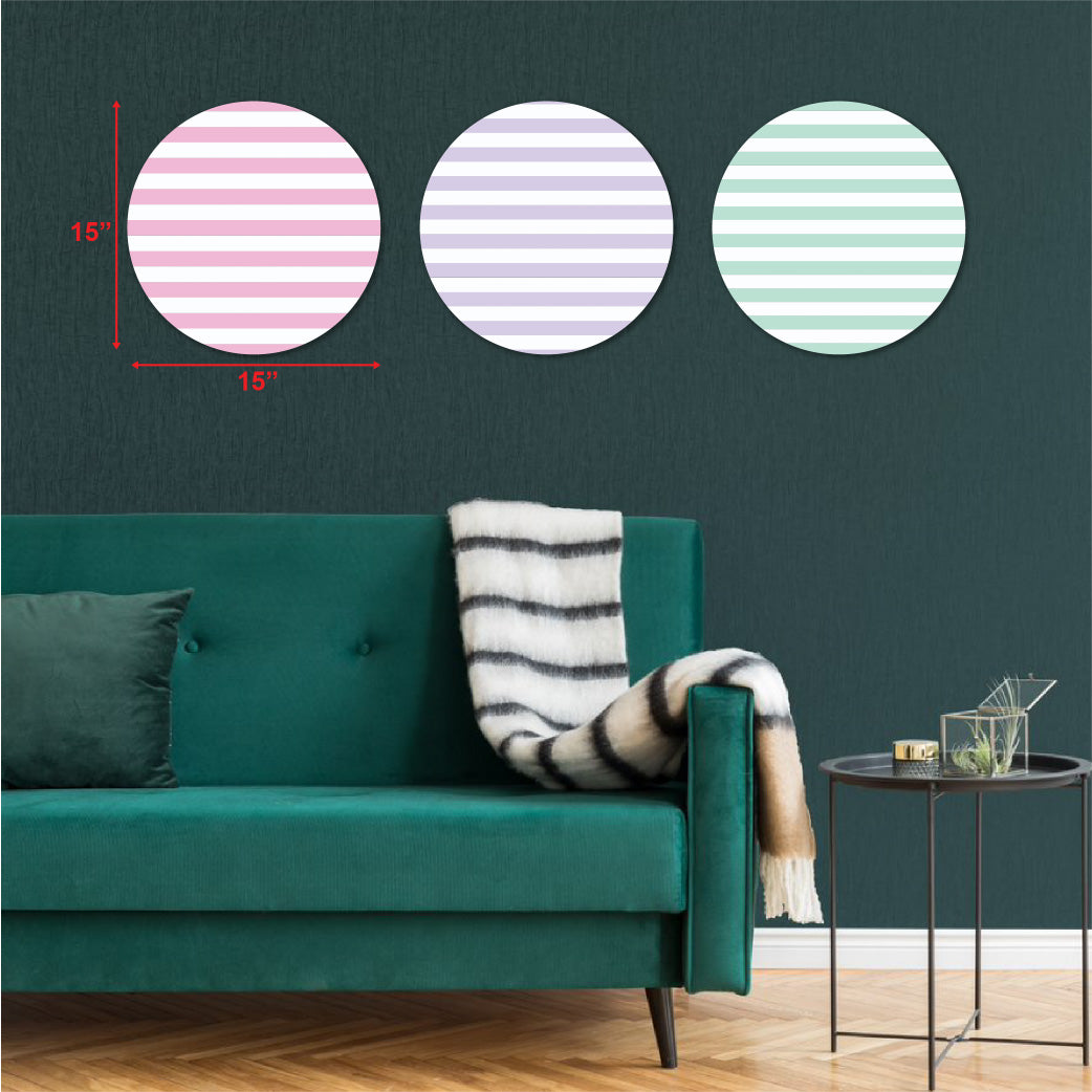  horizontal stripes round shaped wall art 