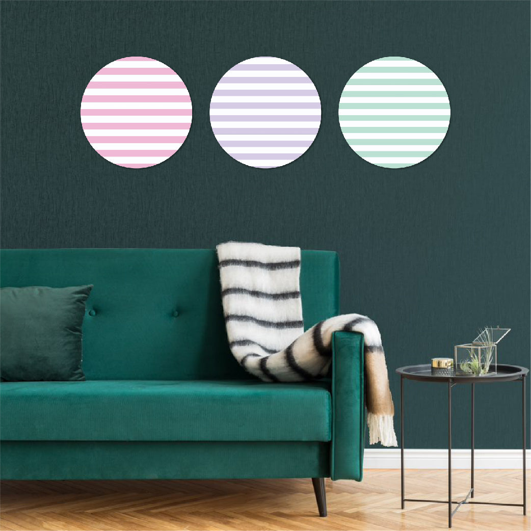  horizontal stripes round shaped wall art 