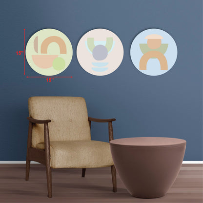 Abstract Round Shaped Home Decor Art Piece Set Of 3