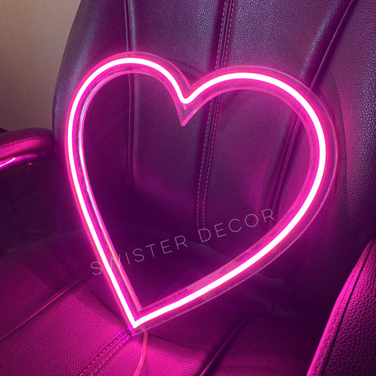 Heart Shape Neon Sign Pink with Adapter