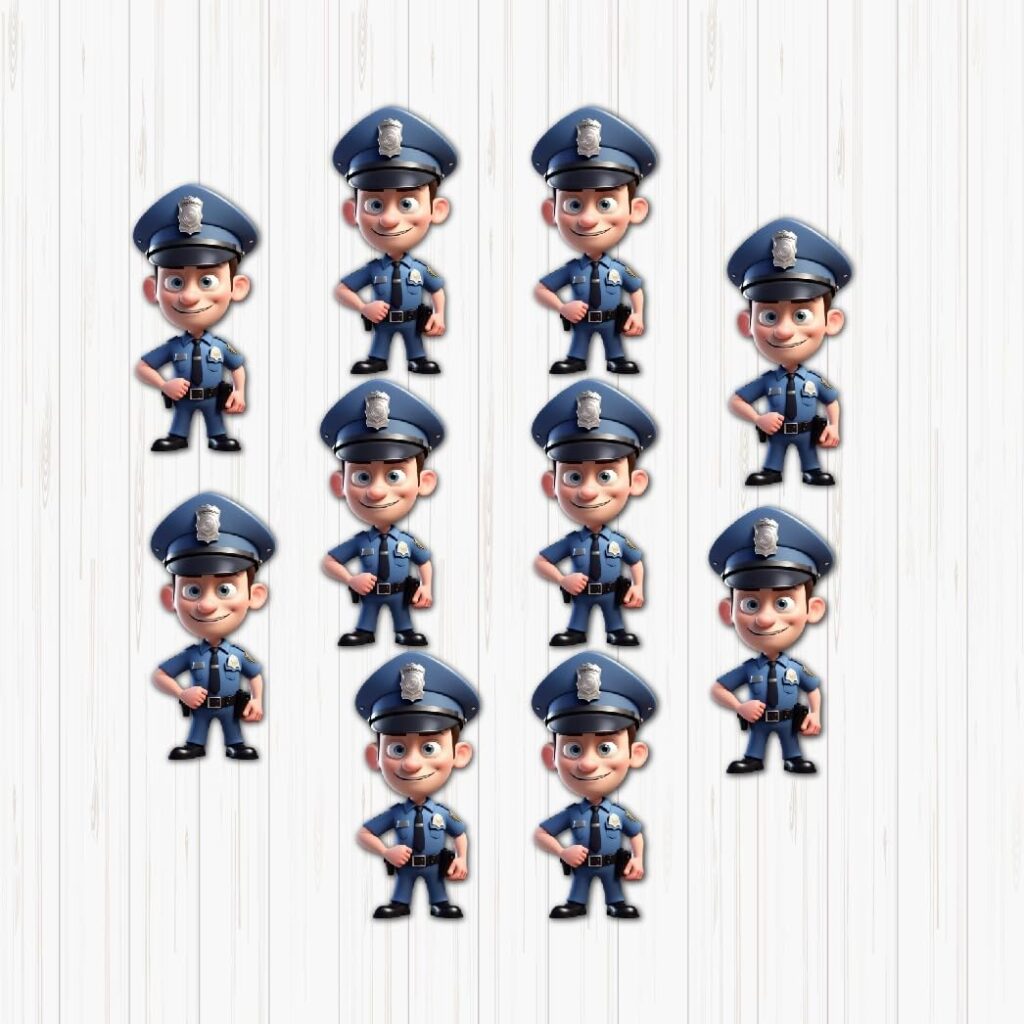 Cartoon Police Officer Small Sunboard Cutouts police officer, cartoon, hero theme, kids decor, sunboard