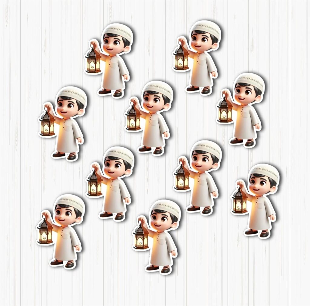 Cartoon Boy with Ramadan Decorations Small sunboard Cutouts