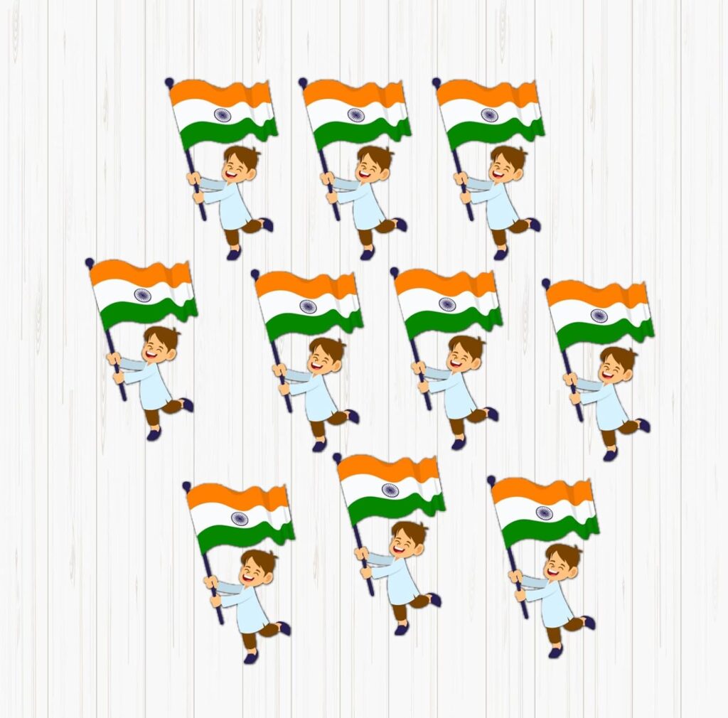 Indian Flag with boy Small Sunboard Cutouts