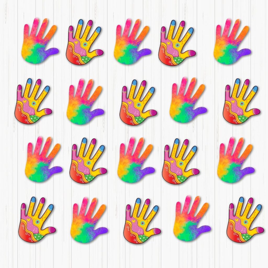 Colurful Hand Holi Small sunboard Cutouts