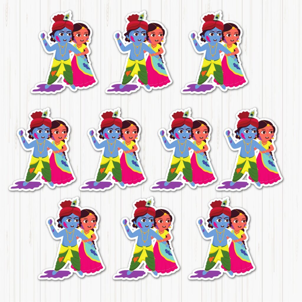 Lord Krishna & Radhan Holi Small Sunboard Cutouts