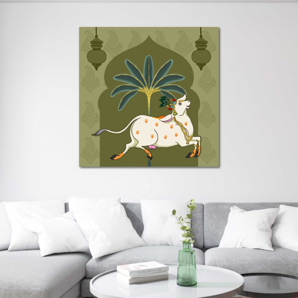 Pichwai Cow Theme Rectangular Wall Decor